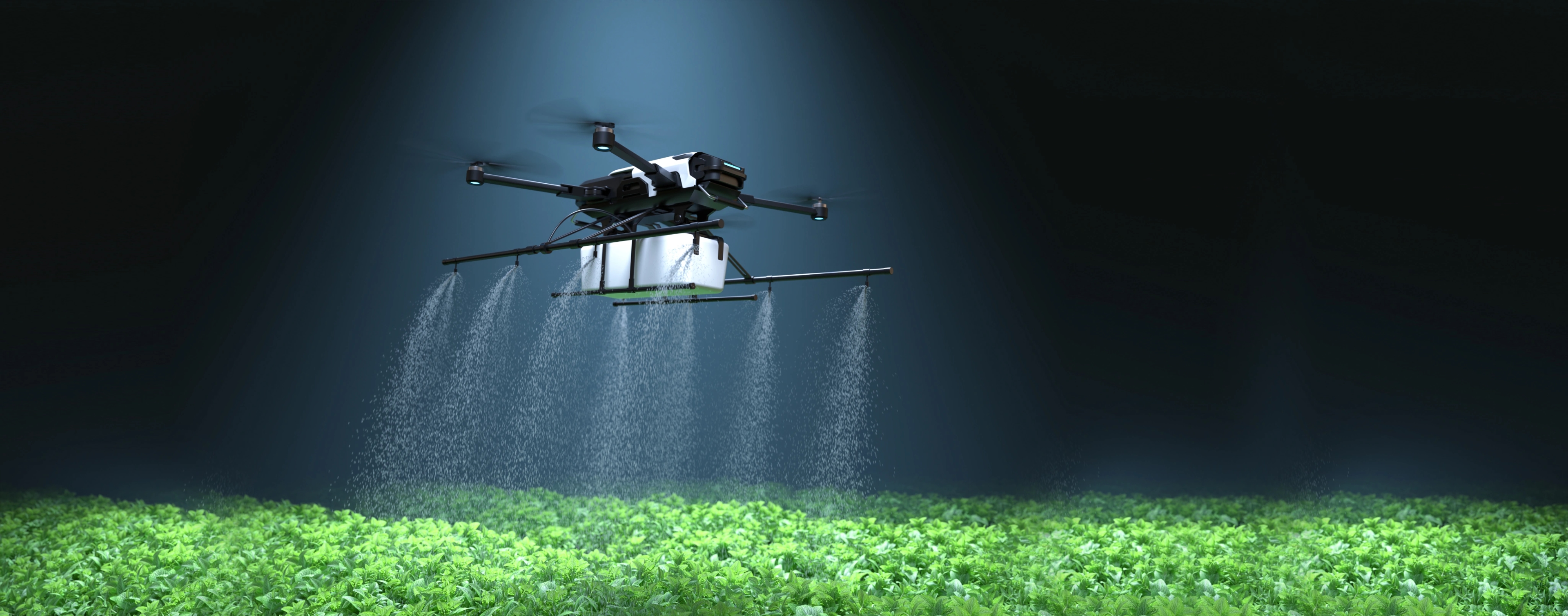 Agricultural drone spraying crops